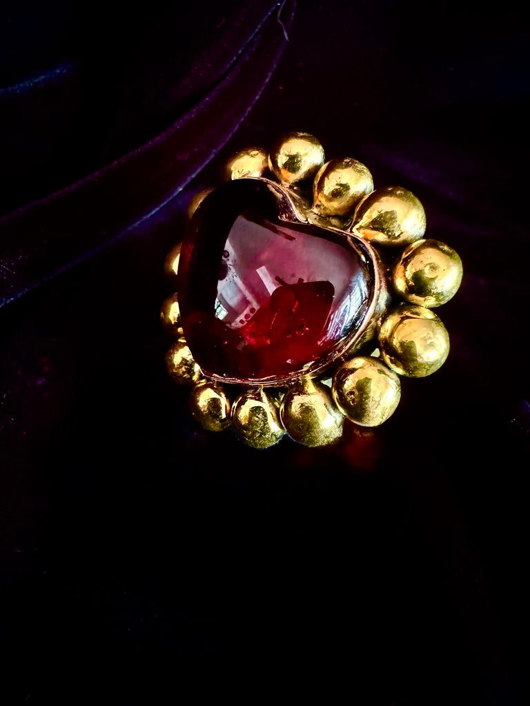 Large Red Heart Glass Ring