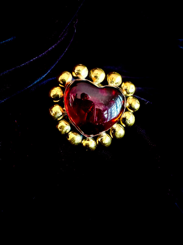 Large Red Heart Glass Ring