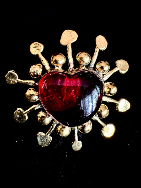 Red Glass Heart Ring
