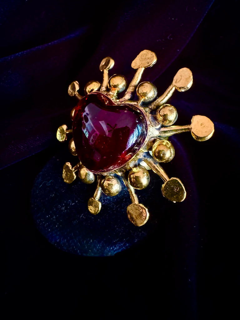 Red Glass Heart Ring