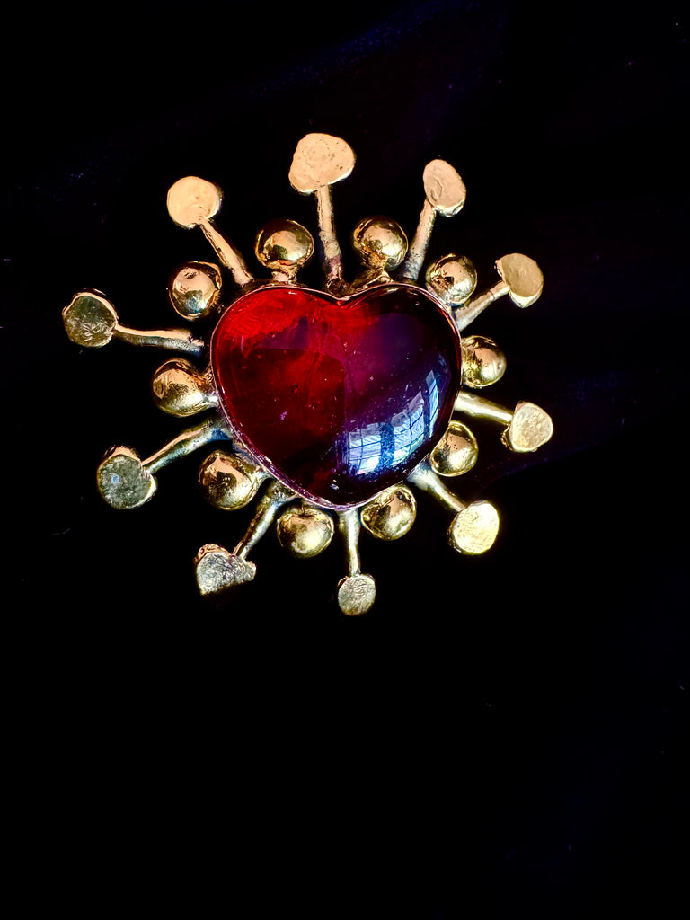 Red Glass Heart Ring