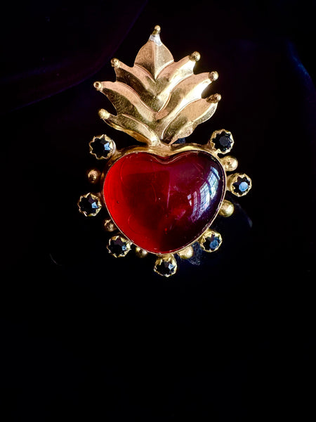 Red Flame Heart Ring