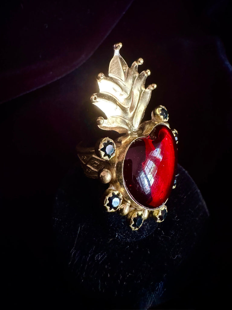 Red Flame Heart Ring
