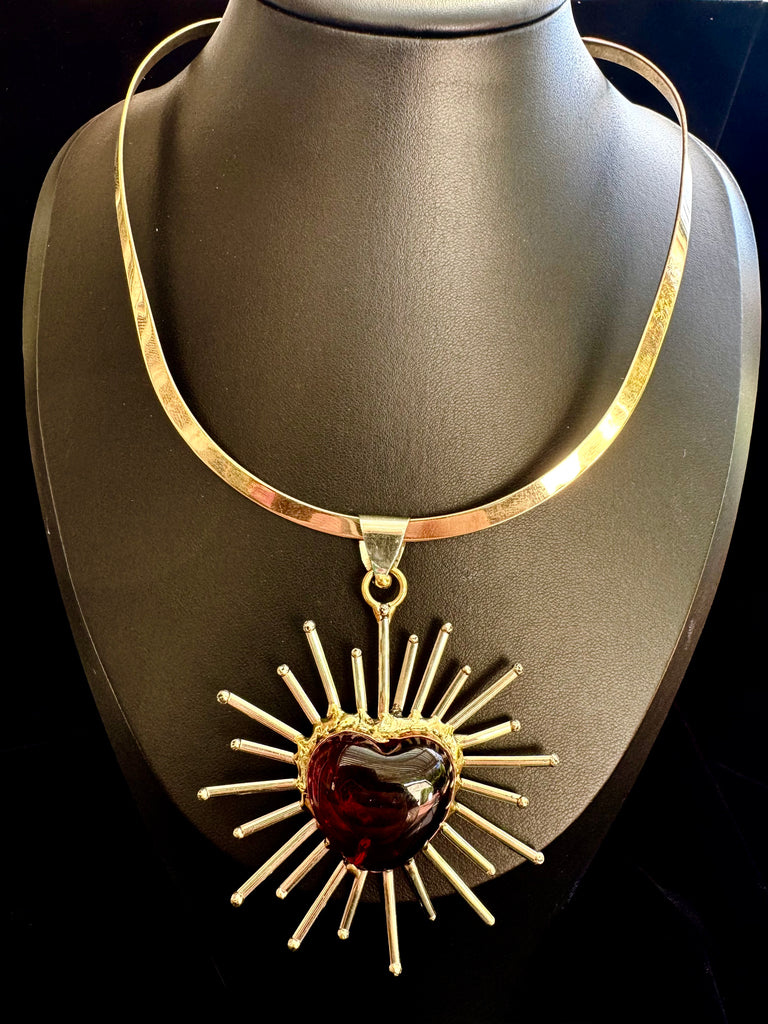 Sun Ray Red Heart Necklace