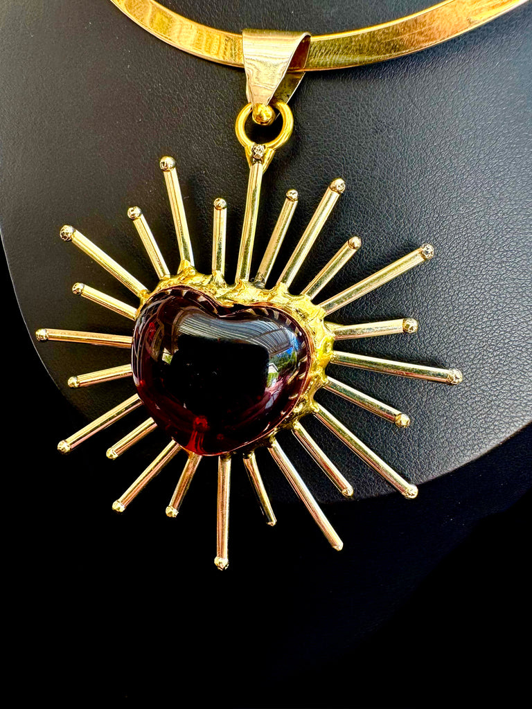 Sun Ray Red Heart Necklace
