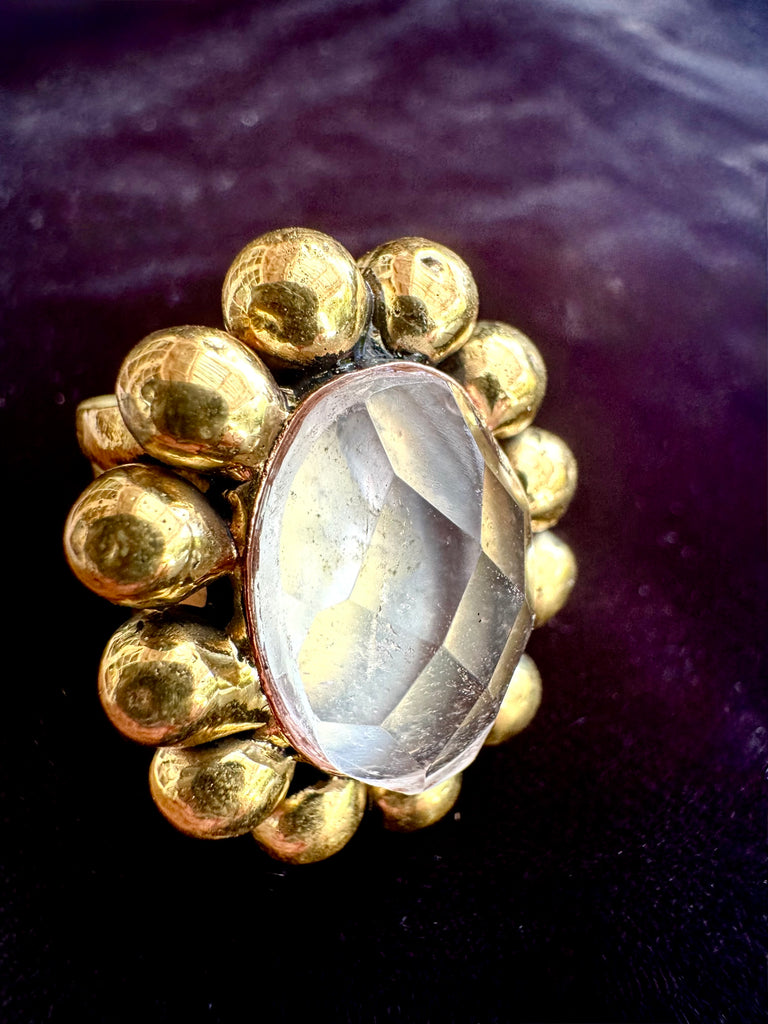 Clear Faceted Quartz Ring