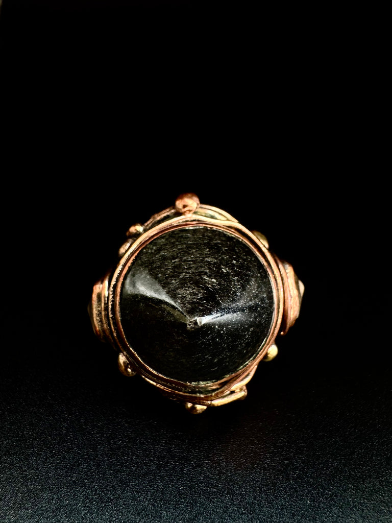 Obsidian Point Copper Ring