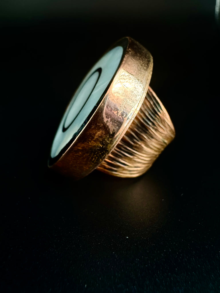 White Abolone Shell Copper Ring