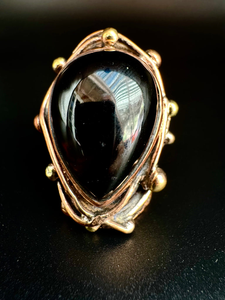 Tear Drop smokey quartz Copper Ring