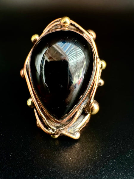 Tear Drop smokey quartz Copper Ring