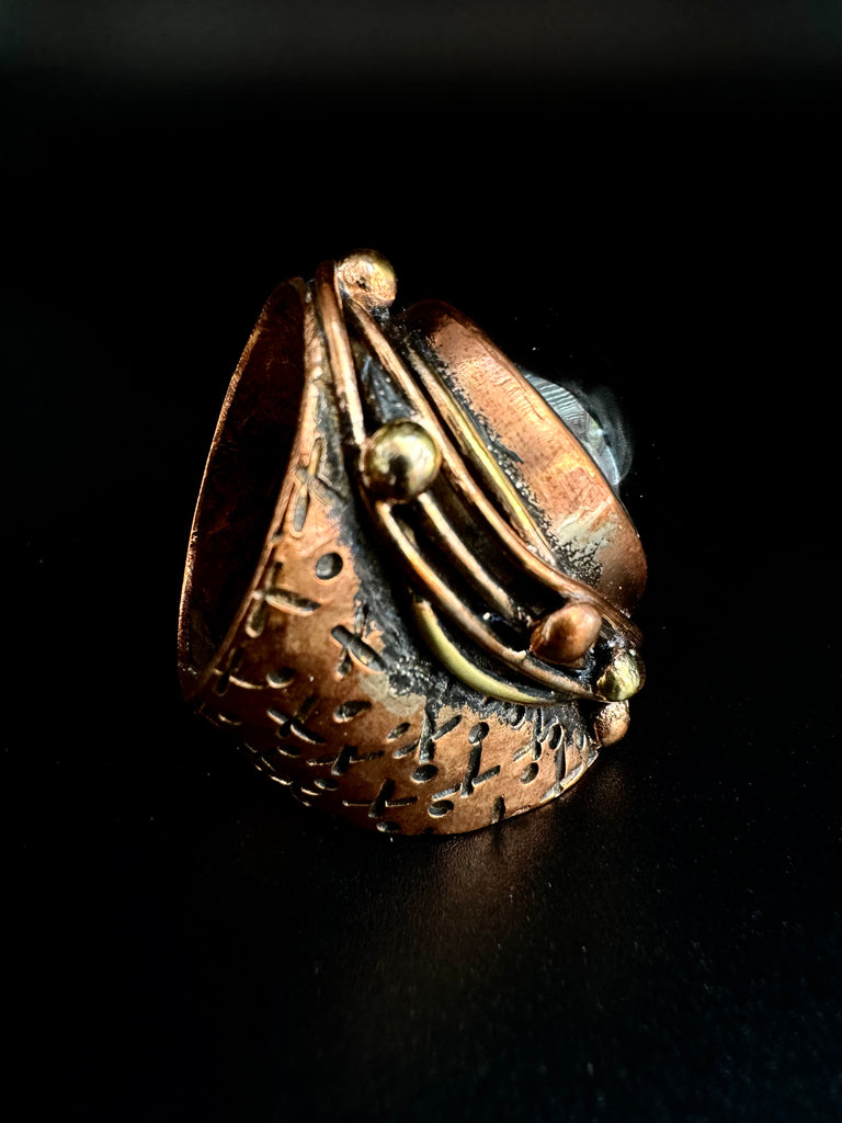 Tear Drop smokey quartz Copper Ring