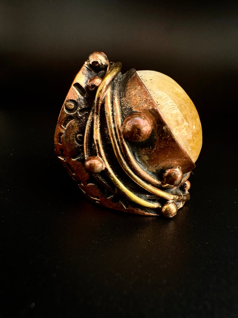 Citrine Copper Ring