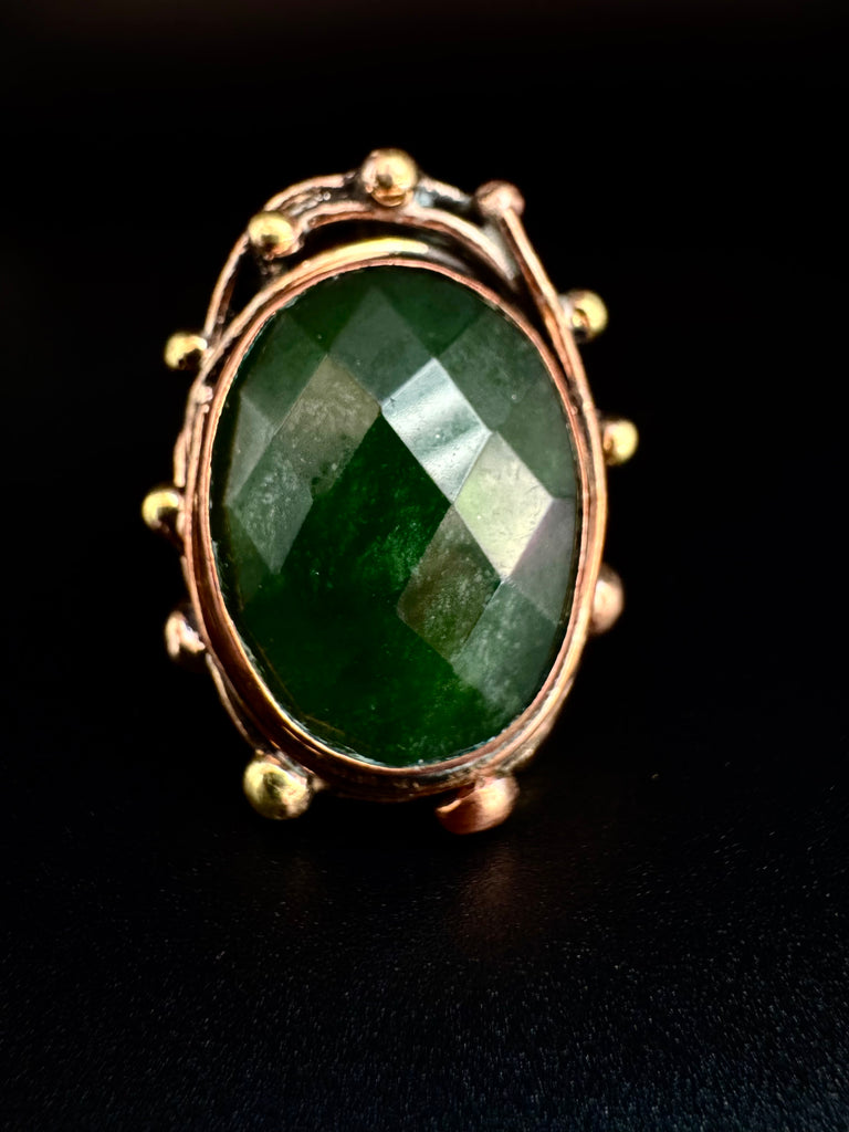 Faceted Green Jasper Ring