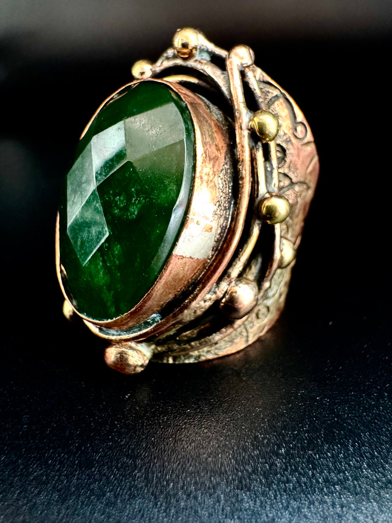 Faceted Green Jasper Ring