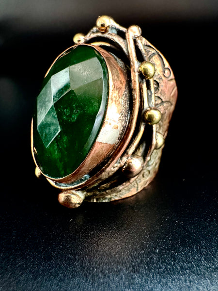 Faceted Green Jasper Ring
