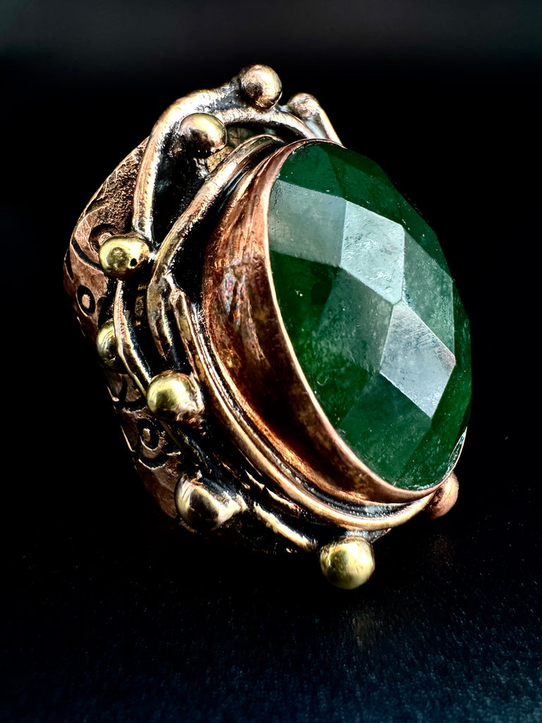 Faceted Green Jasper Ring
