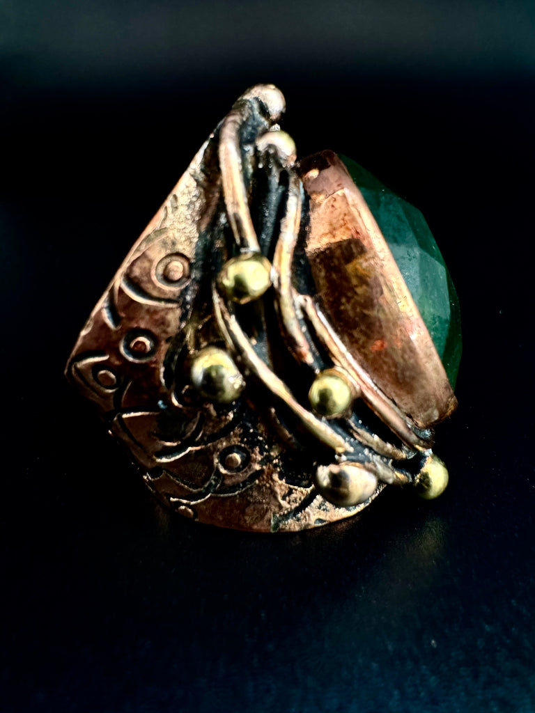 Faceted Green Jasper Ring