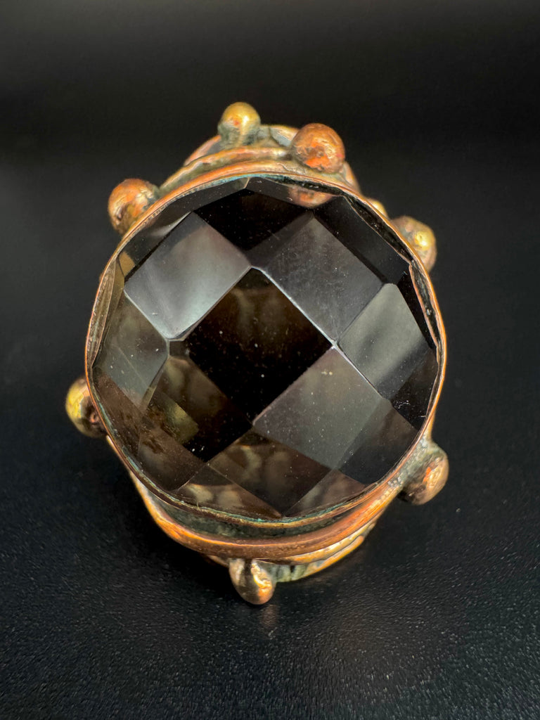 Faceted Smoky Quartz Copper Ring
