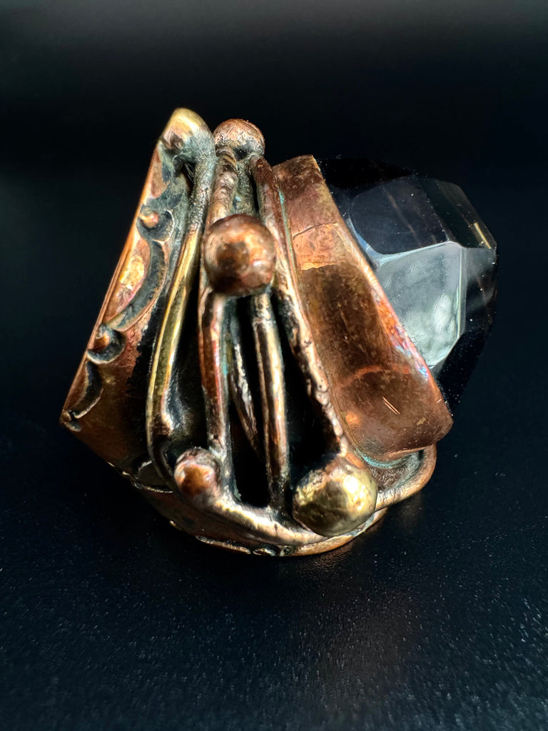 Faceted Smoky Quartz Copper Ring