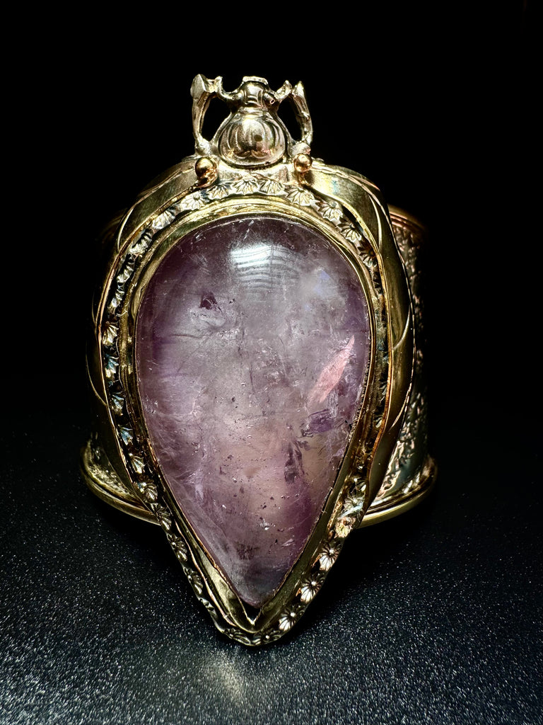 Scarab Beetle Amethyst Quartz Large Cuff