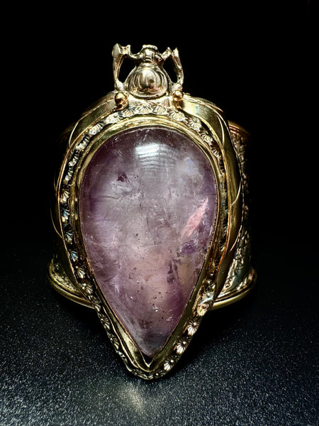 Scarab Beetle Amethyst Quartz Large Cuff