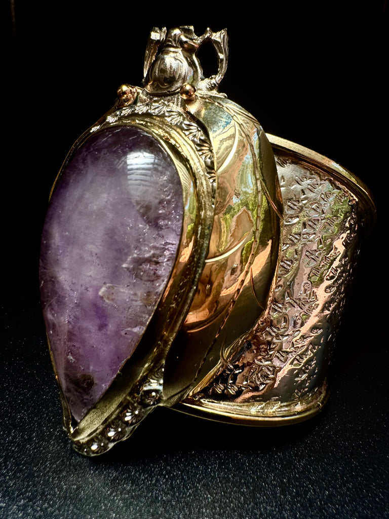 Scarab Beetle Amethyst Quartz Large Cuff