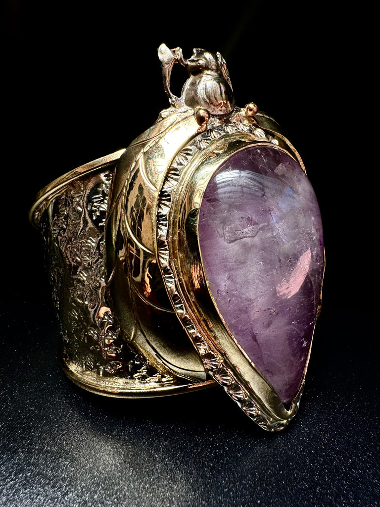 Scarab Beetle Amethyst Quartz Large Cuff