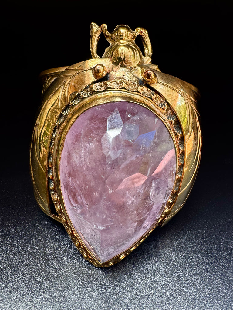 Scarab Beetle Faceted Amethyst Quartz Large Cuff