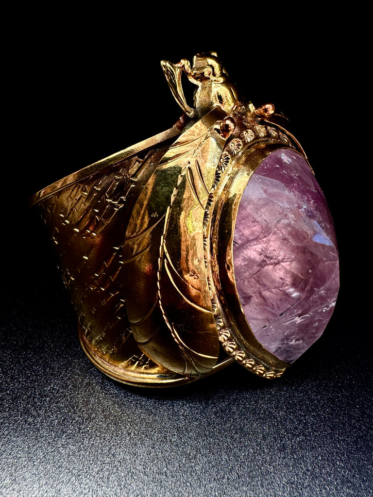 Scarab Beetle Faceted Amethyst Quartz Large Cuff