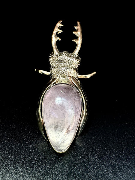 Stag Beetle Amethyst Quartz Ring