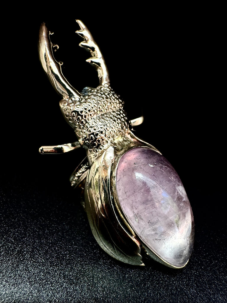 Stag Beetle Amethyst Quartz Ring