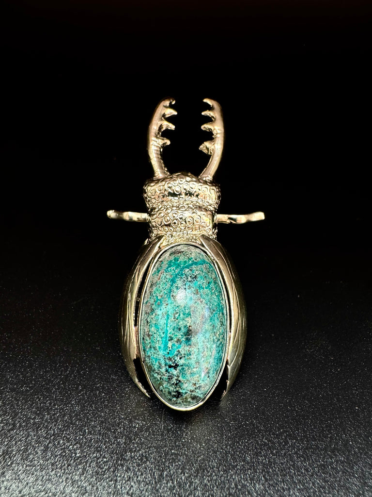 Stag Beetle Chrysocolla  Ring