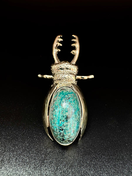 Stag Beetle Chrysocolla  Ring