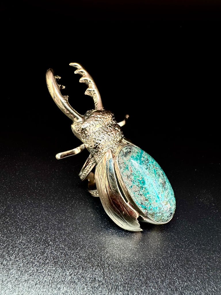 Stag Beetle Chrysocolla  Ring