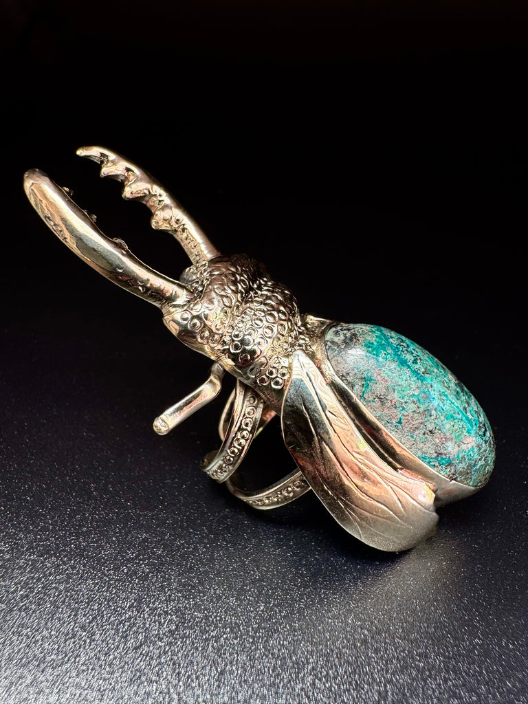 Stag Beetle Chrysocolla  Ring