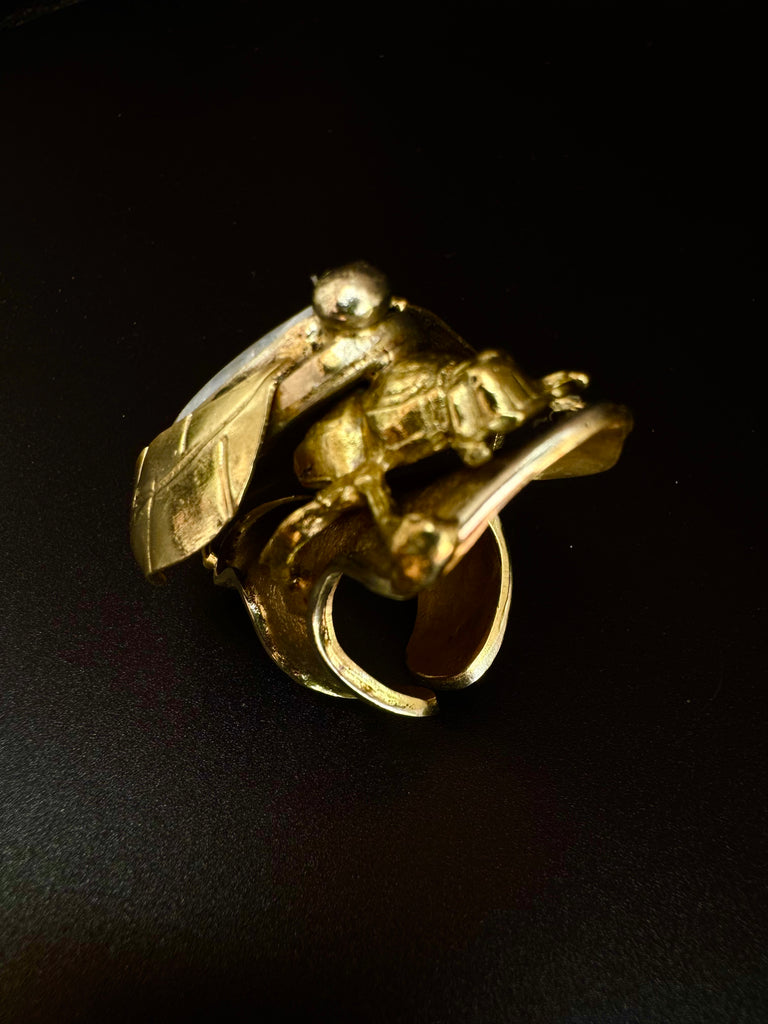 Scarab Beetle Rainbow Moonstone Ring