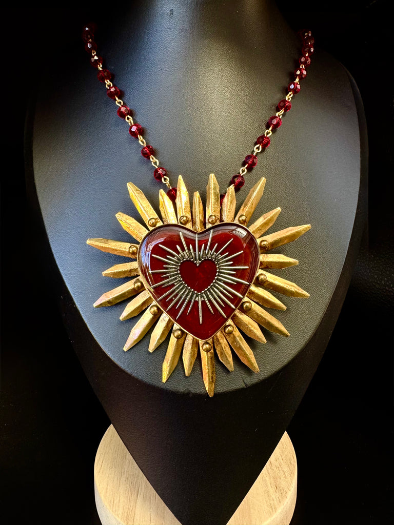 Red Heart with in Heart Necklace