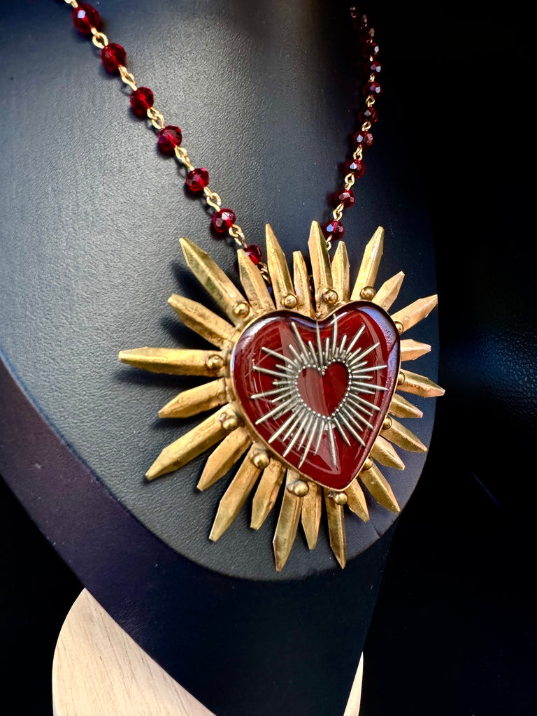 Red Heart with in Heart Necklace