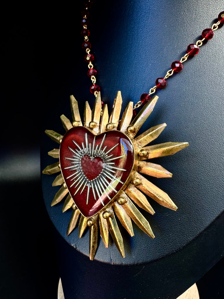 Red Heart with in Heart Necklace