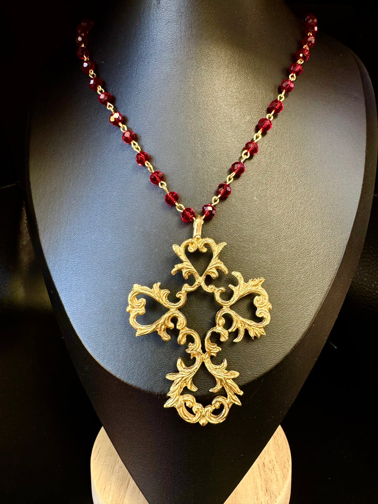 Large Gold Crucifix Cross necklace