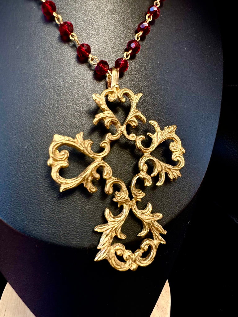 Large Gold Crucifix Cross necklace
