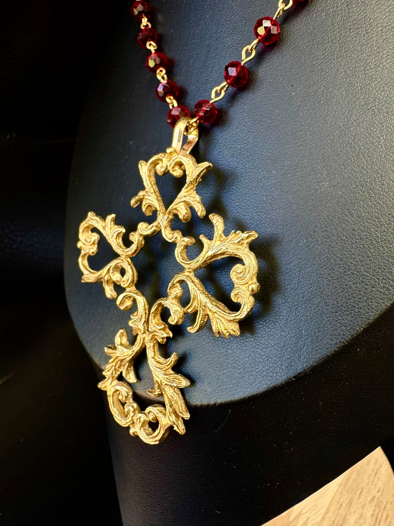 Large Gold Crucifix Cross necklace