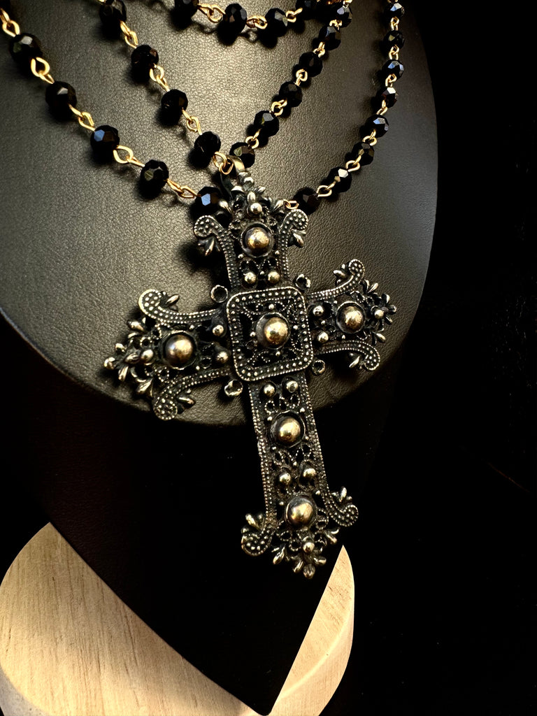 Beaded Black Cross