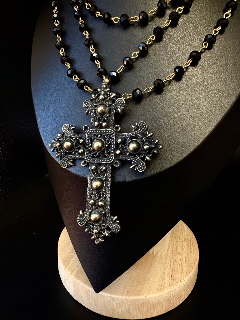 Beaded Black Cross