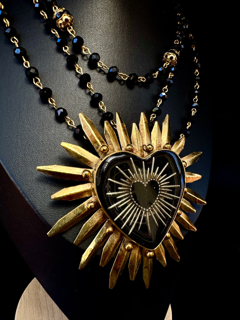 Black Heart with in Heart Necklace