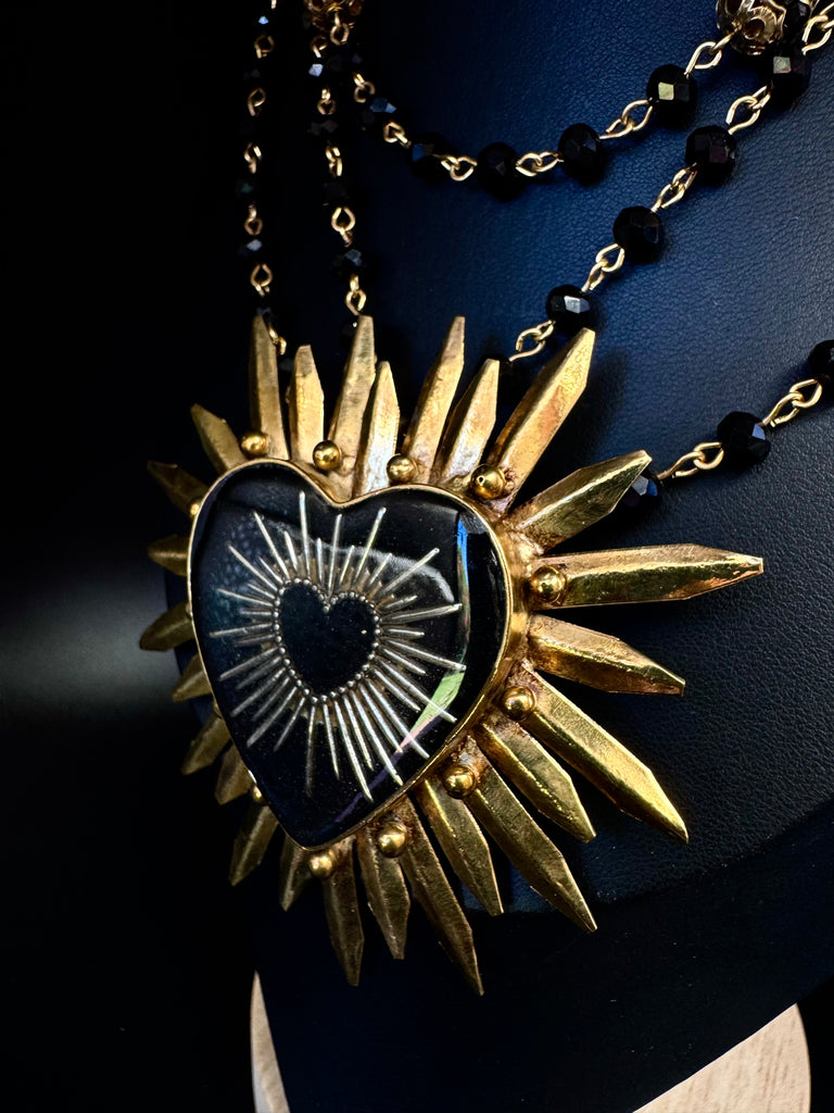 Black Heart with in Heart Necklace