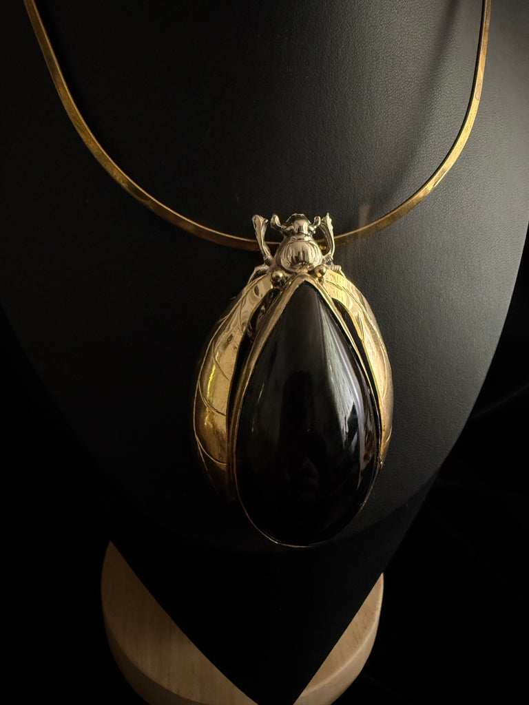 Scarab Beetle Rare Red Ribbon Obsidian