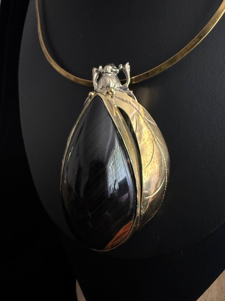 Scarab Beetle Rare Red Ribbon Obsidian