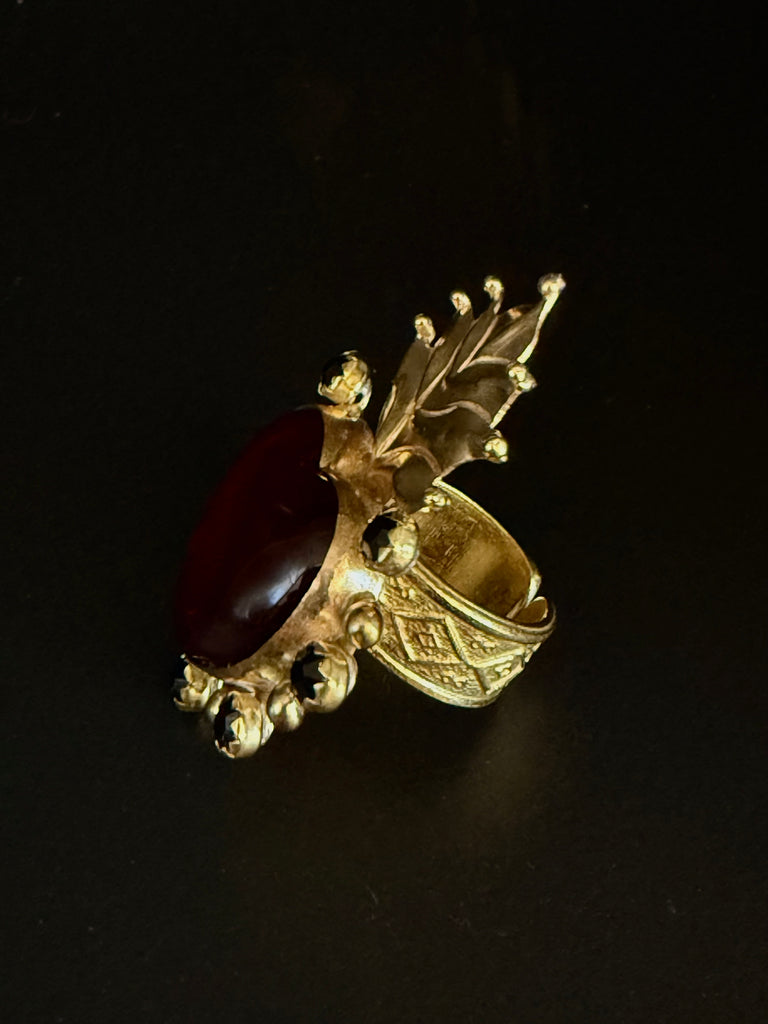 Red Flame Heart Ring