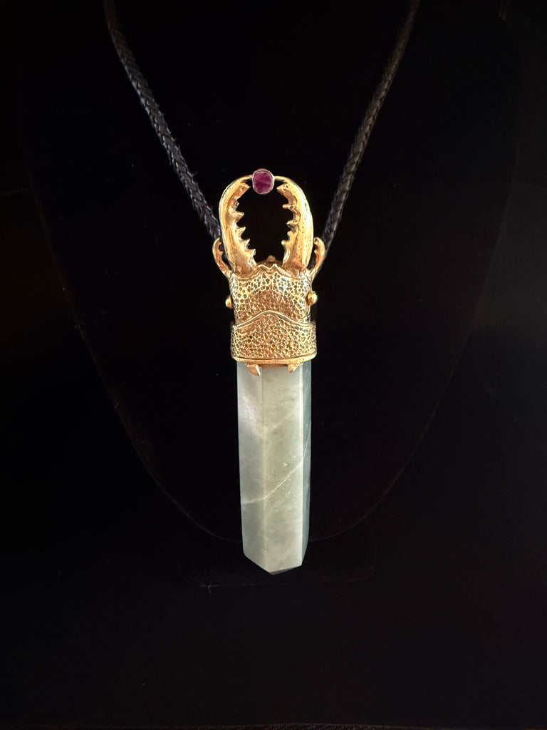 Large Aventurine Stag Beetle necklace